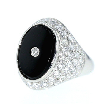 オニキス リング(ピンキー) 脇石ダイヤモンド 1.38ct(Total