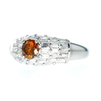オレンジダイヤモンドリング 0.584ct I1-FANCY DEEP YELLOWISH