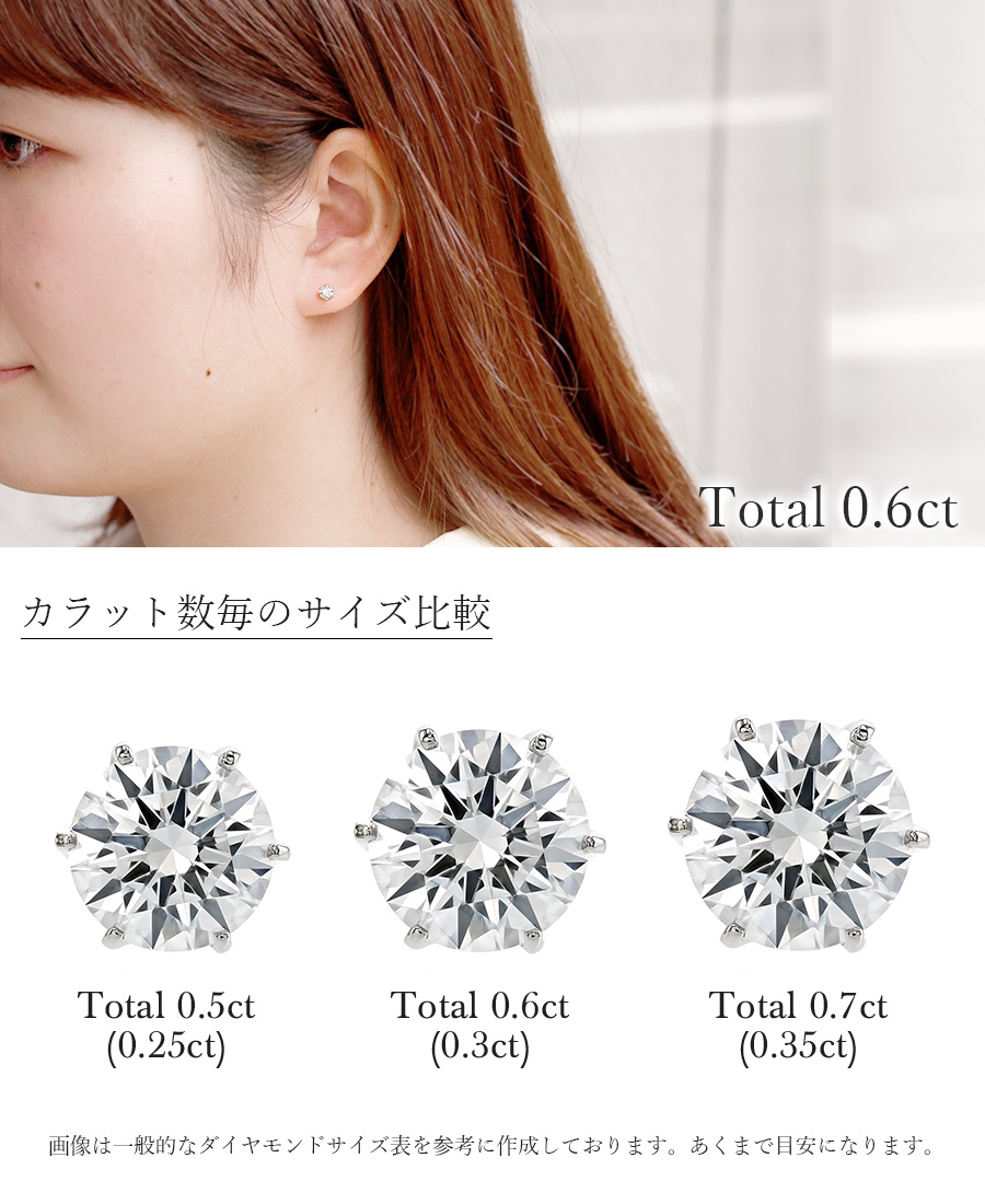 ダイヤモンド ピアス 片耳 0.236ct D VS1 3EX H\u0026C