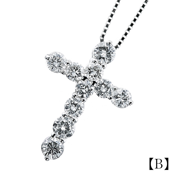 ダイヤモンド クロスネックレス 1ct(Total) D～Kクラス VVS～SIクラス ...