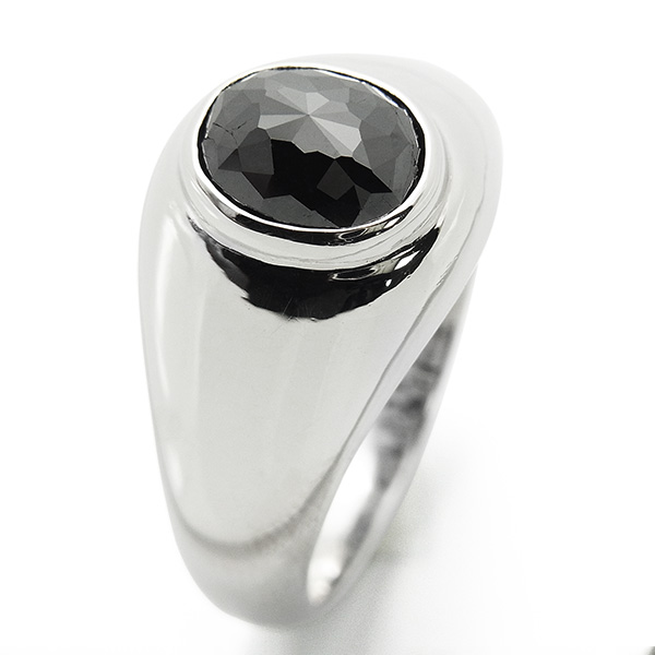 ブラックダイヤモンド メンズリング 2.075ct オーバルローズカット