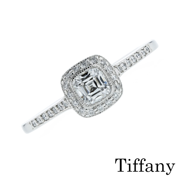 (美品)ティファニー TIFFANY レガシー ダイヤリング 約11号 PT950×ダイヤ 約0.38ct Fカラー VS1  鑑定書 箱 8603重さ49ｇ