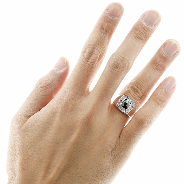 ブラックダイヤモンド メンズリング 1.647ct ファンシーカット