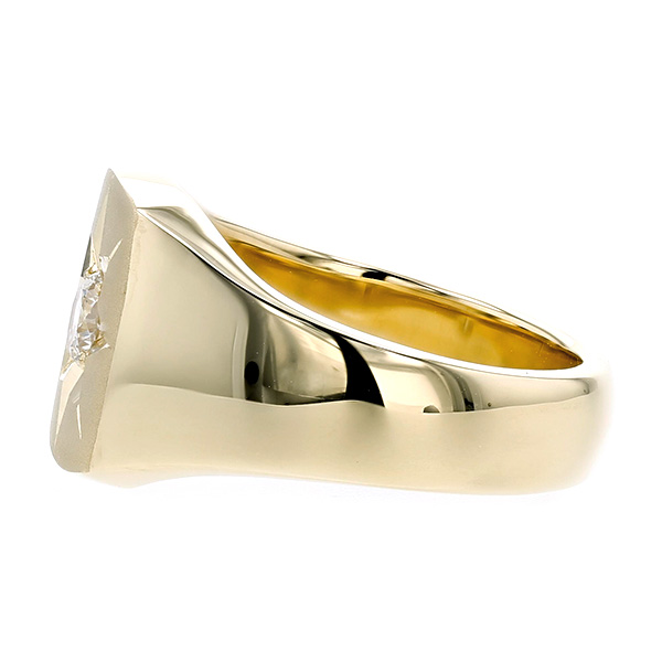 宅配 メンズリング 印台 ダイヤモンド 0.583ct SI2 BROWN) M(FAINT 指輪・リング
