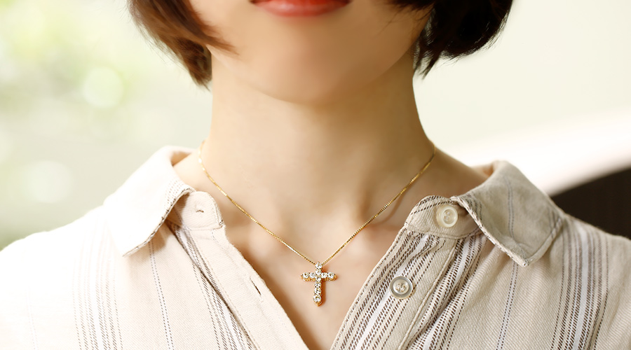 ダイヤモンド クロスネックレス 1.6ct(Total) VVS～VSクラス K