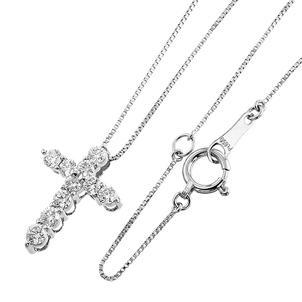ダイヤモンド クロス ネックレス 0.5ct(Total)/10石 F～Hクラス