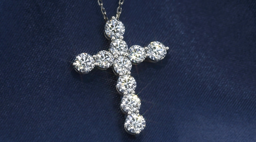ダイヤモンド クロスネックレス 2.524ct(Total)/10石 E VVS1 3EX