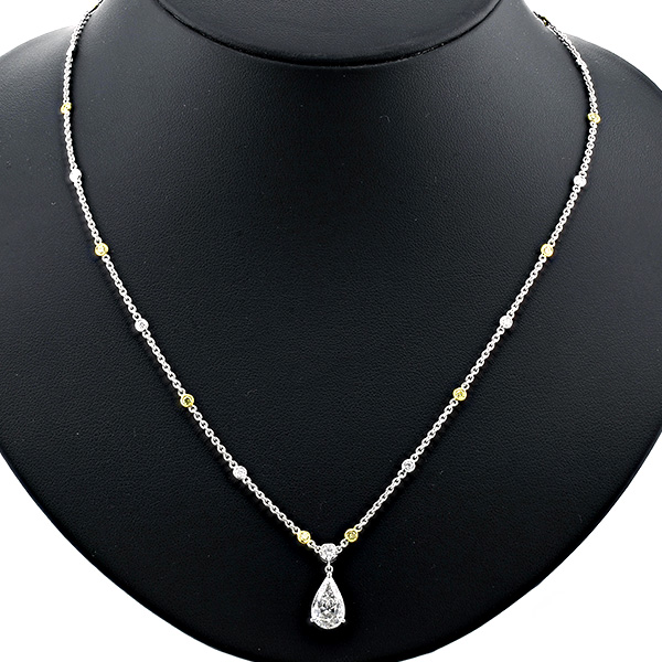 ダイヤモンド ネックレス 2.101ct D SI2 ペアシェイプブリリアントカット メレダイヤ 1.25ct(Total) プラチナ/K18WG  中央宝石研究所 鑑定書付 【R】｜ダイヤモンドネックレス・ダイヤピアス【エメットジュリー】｜ダイヤモンド通販｜ダイヤモンドネックレス・ダイヤピアス  