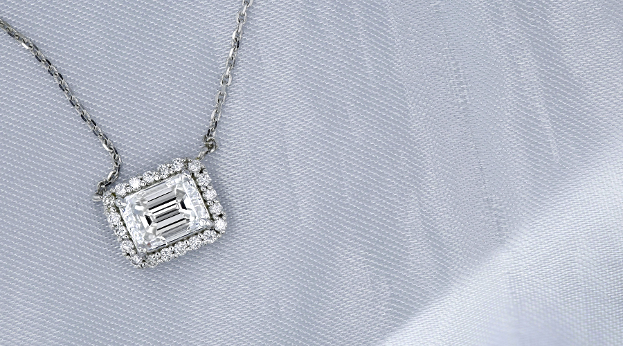 ダイヤモンド ネックレス 一粒 1.112ct D SI1 エメラルドカット
