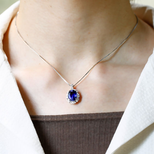 タンザナイト ネックレス 4.8ct プラチナ 第三者機関 鑑別書付