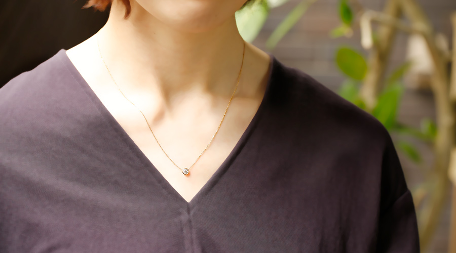 ダイヤモンド ネックレス 一粒 0.3ct K VVS2 3EX H&C 18金 中央