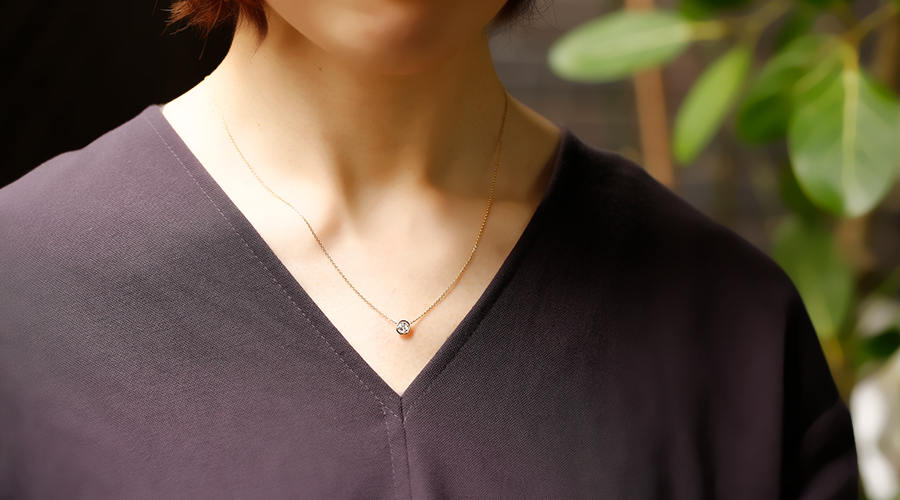 ダイヤモンド ネックレス 一粒 0.5ct M VS2 EX H&C 18金 中央