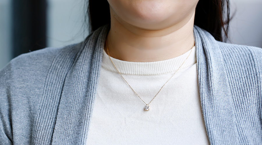 ダイヤモンド ネックレス 一粒 0.737ct SI1 D VERY GOOD 18金 中央宝石