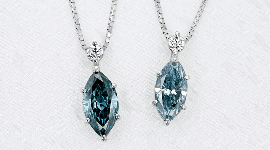 ブルーダイヤモンド ネックレス 0.8ct FANCY DEEP GREEN BLUE SI1～I1