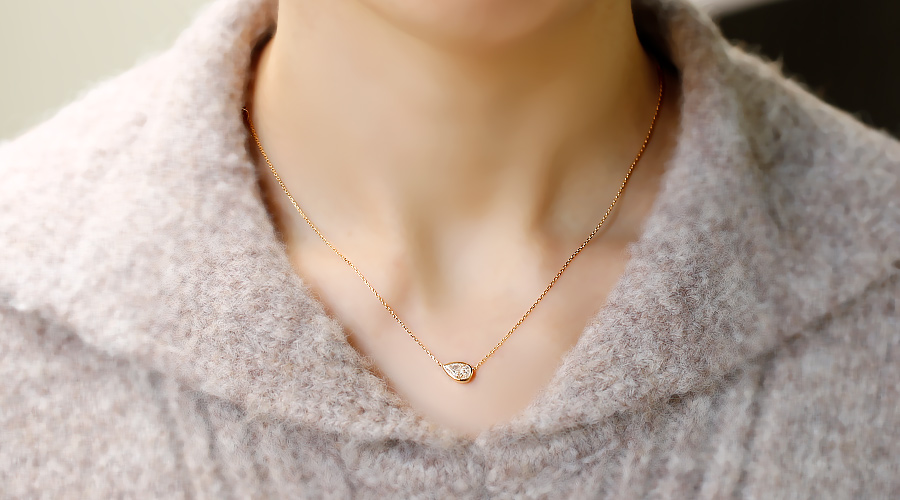 ダイヤモンド ネックレス 一粒 1ct K IF ペアシェイプ モディファイド