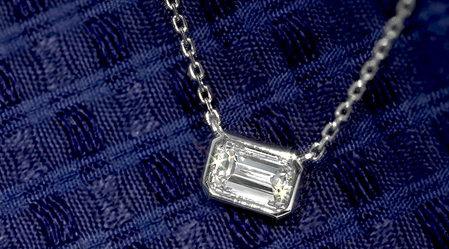 ダイヤモンド ネックレス 一粒 1ct F VS1 エメラルドカット