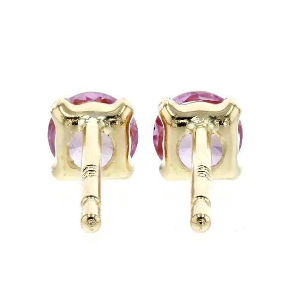 ピンクサファイア ピアス 0.2～0.3ct(Total) ラウンドカット 18金 