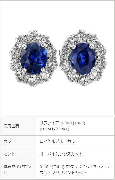 ルビー / サファイア ピアス 0.7～0.9ct(Total) ロイヤルブルーカラー 
