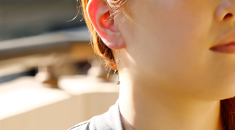 ダイヤモンド ロングピアス 0.4ct(Total) G～Hクラス SIクラス 18金  