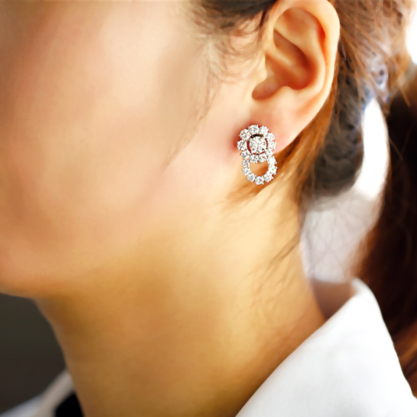 ダイヤモンド ピアス 1.556ct(Total) H SI2 GOOD K18WG/K14WG