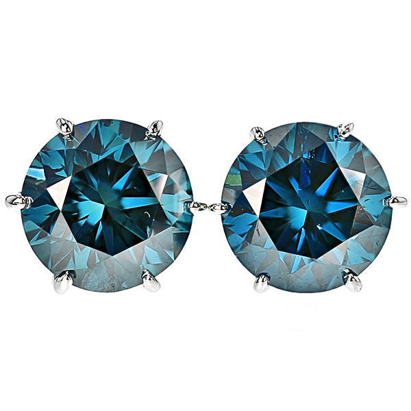 ブルーダイヤモンド ピアス 2ct(Total) SI1～2-FANCY DEEP GREEN