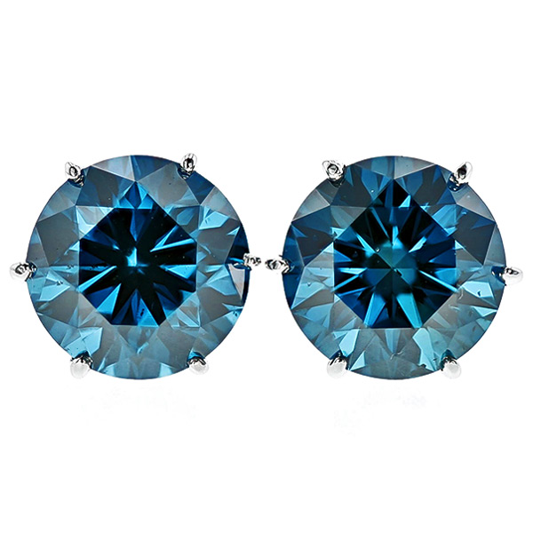 ブルーダイヤモンド ピアス 2ct(Total) SI1～2-FANCY DEEP GREEN
