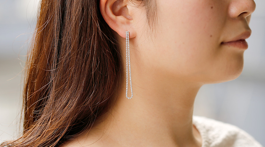 ダイヤモンド ロングピアス 2.00ct(Total) SI〜Iクラス-D〜Hクラス