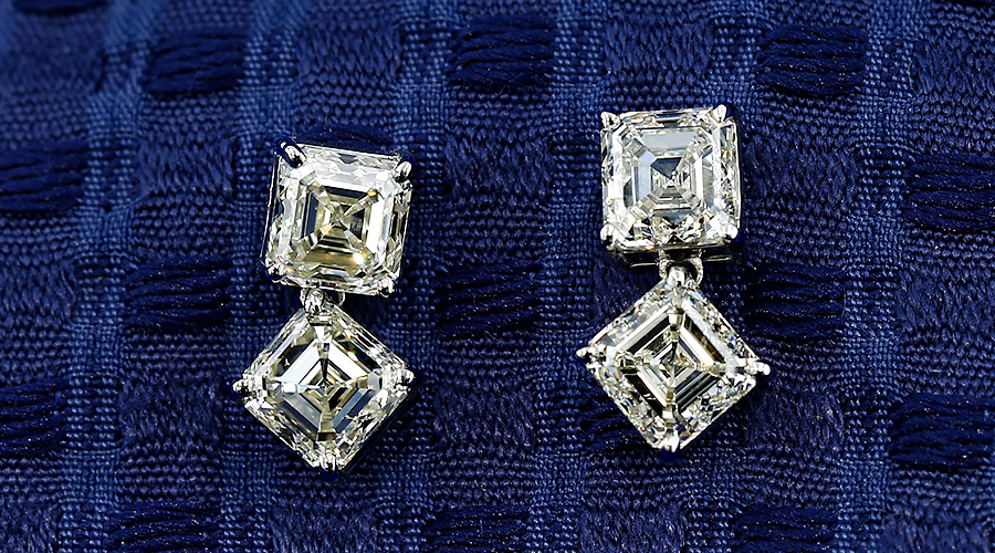 ダイヤモンド ピアス 4ct(Total) L SI1～SI2 スクエアエメラルドカット