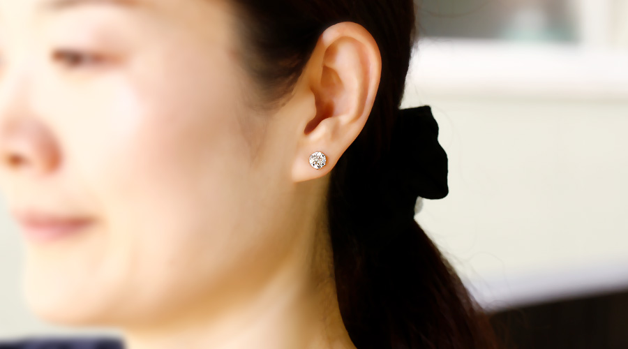 ダイヤモンド ピアス 一粒 2.4ct(Total) H I1 GOOD プラチナ GIA 鑑定