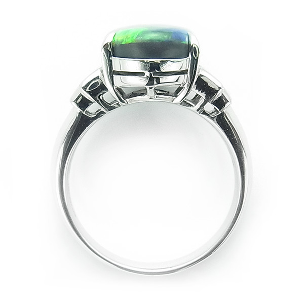 オパール リング 指輪 1.8ct K10WG グリーンオパール 10月