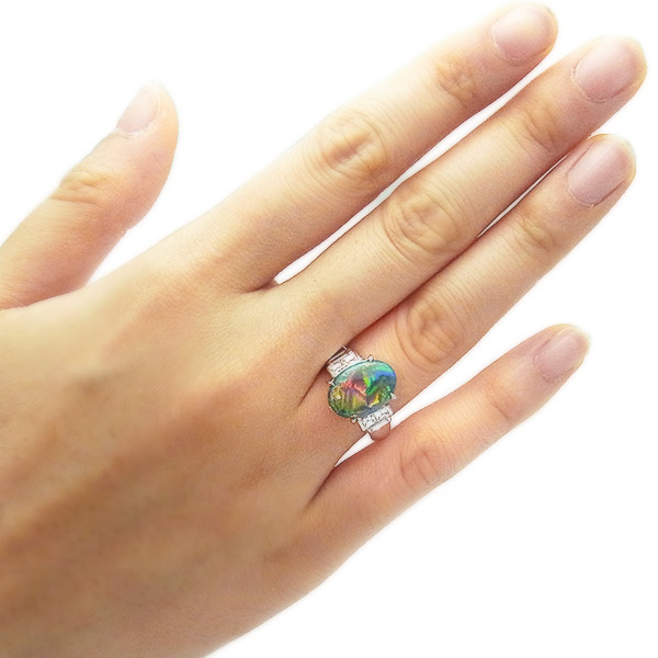 ブラックオパール リング 4.24ct 脇石0.76ct(Total) プラチナ