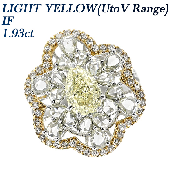 ダイヤモンド リング 1.93ct IF-LIGHT YELLOW(U to V Range) 脇