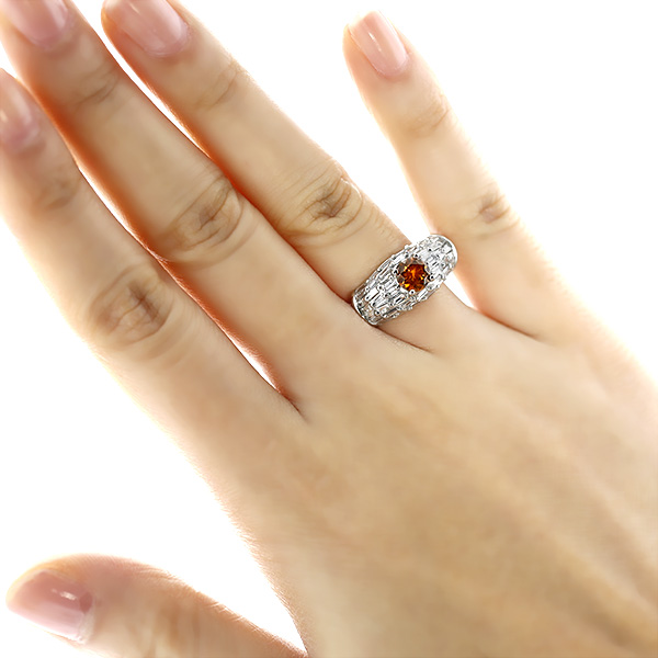 オレンジダイヤモンドリング 0.584ct I1-FANCY DEEP YELLOWISH