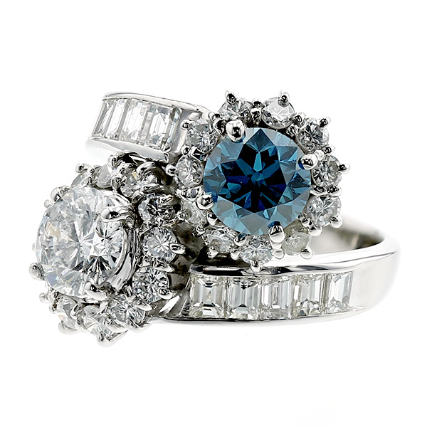ブルーダイヤモンド リング 1.049ct SI2-FANCY DEEP GREEN BLUE