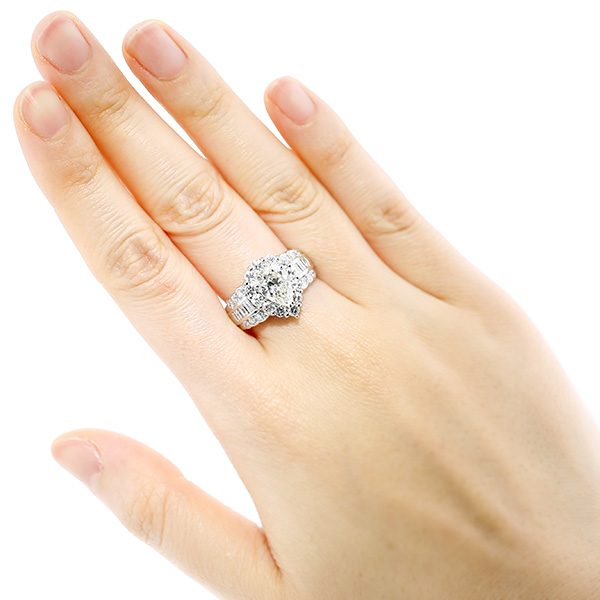 ダイヤモンド リング 1.514ct SI2-M-ペアシェイプカット