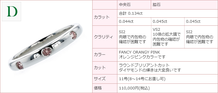 プラチナ ピンクダイヤモンド リング