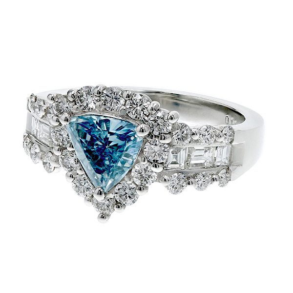 ダイヤモンド リング 0.834ct FANCY DEEP GREEN BLUE SI1