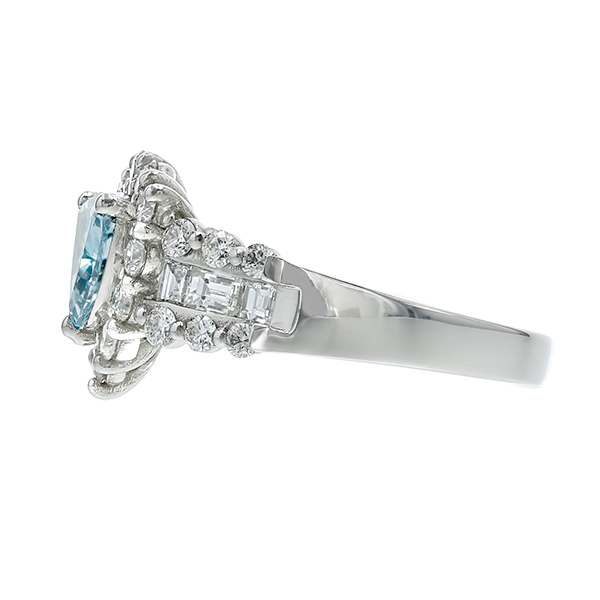 ダイヤモンド リング 0.834ct FANCY DEEP GREEN BLUE SI1