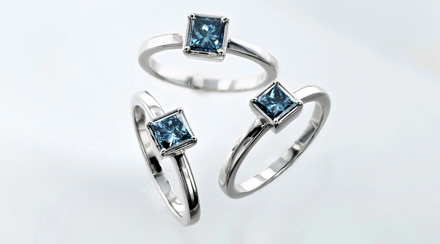 ブルーダイヤモンド リング 0.5ct 0.6ct FANCY DEEP GREEN BLUE