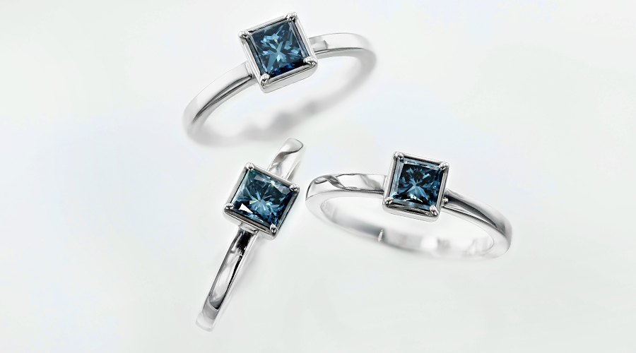 ブルーダイヤモンド リング 0.5ct 0.6ct FANCY DEEP GREEN BLUE