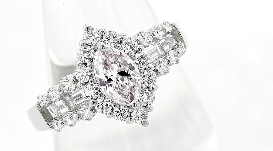 ピンクダイヤモンド リング 0.6ct LIGHT PINK VS2 マーキス